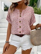Harrow Verna floral linen blouse for women, featuring a stylish summer floral print and lightweight fabric.