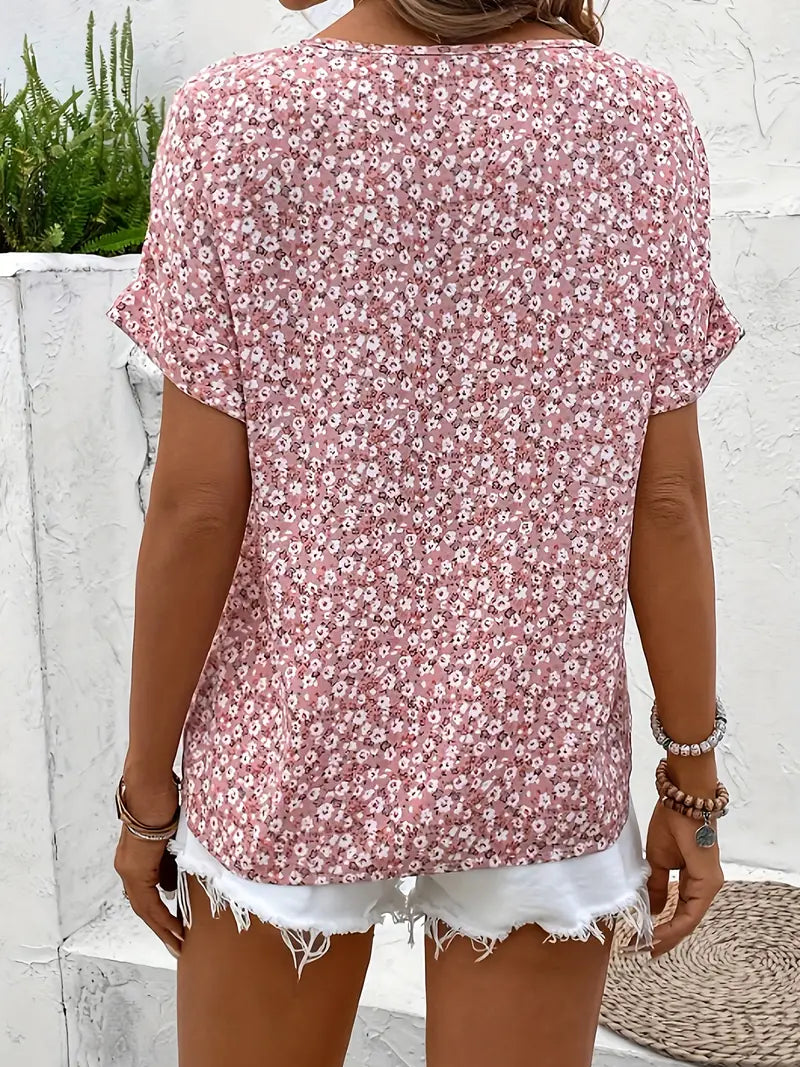 Harrow Verna floral linen blouse for women featuring a vibrant summer floral print and lightweight fabric.