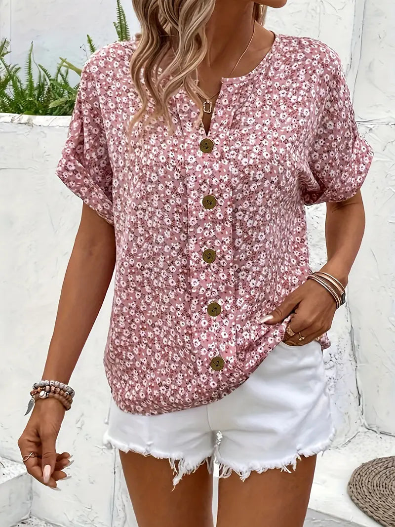 Harrow Verna floral linen blouse for women featuring a stylish summer floral print and lightweight fabric.