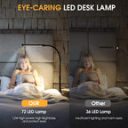 LED Desk Lamp with Flexible Gooseneck, 3 Light Modes, 10 Brightness Levels, Eye-Friendly Clip-On Metal Desk Lamp with USB Adapter, White