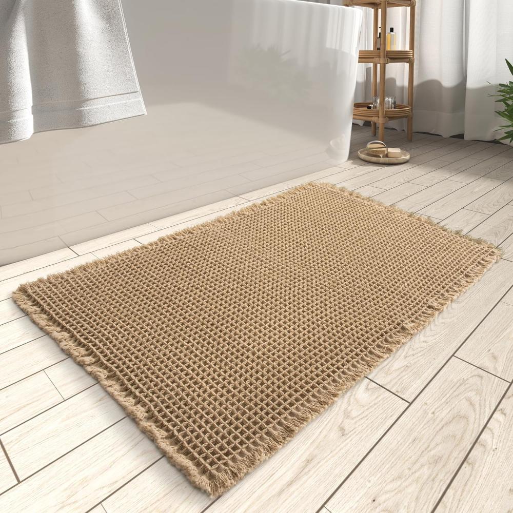 Waffle Bath Mat Ultra-Absorbent Soft Machine Washable 18x30 Polyester Fiber