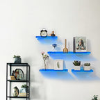 Harrow Floating Wall Shelf Industrial Style Blue MDF Shower Storage Shelf with Metal Fittings