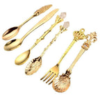 Vintage Dessert Spoon Set 5 Spoons 1 Fork Zinc Alloy 5 Inch Dishwasher Safe