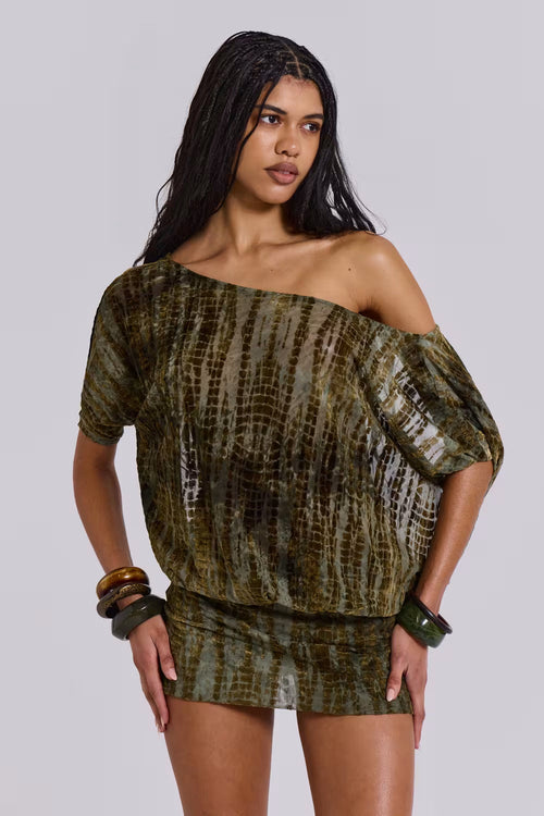 Women wearing the Adriana Harrow romantic off-shoulder mini dress for cocktail parties, featuring a backless design and elegant style.