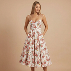 Harrow Beatrice romantic sweetheart midi dress for women, fit and flare style, ideal for cocktail parties and elegant occasions