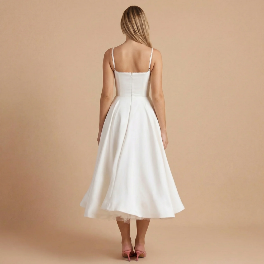 Harrow Beatrice romantic sweetheart midi dress for women, fit and flare style, perfect for cocktail parties and special occasions.