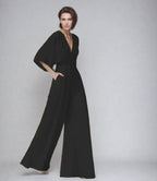 Harrow Blair women's V-neck flutter sleeve wide-leg jumpsuit, stylish and comfortable for casual or formal occasions.
