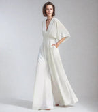 Harrow Blair women's v-neck flutter sleeve wide-leg jumpsuit, stylish and comfortable for casual or semi-formal occasions.