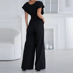 Harrow Bonnie wide-leg V-neck jumpsuit for women with flutter sleeves, stylish and elegant for cocktail occasions.