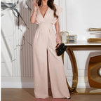 Elegant women’s wide leg V-neck jumpsuit with flutter sleeves by Harrow, perfect for stylish occasions.