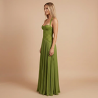 Women’s elegant pleated maxi dress with sweetheart neckline by Harrow, perfect for formal events and special occasions.
