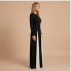 Women wearing the Harrow Delphine bold colorblock maxi dress with a sweetheart neckline, suitable for wedding guests.