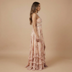 Harrow Dulce floral maxi dress for women, featuring a halter neckline and side slit, perfect for wedding guests.