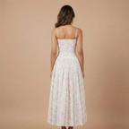 Harrow Eloise floral midi dress for women, featuring a straight neckline, perfect for wedding guests and special occasions.