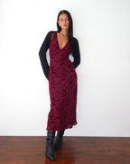 Harrow Evelyne floral midi dress for women, V-neck design, perfect for wedding guests, with a dreamy floral print.