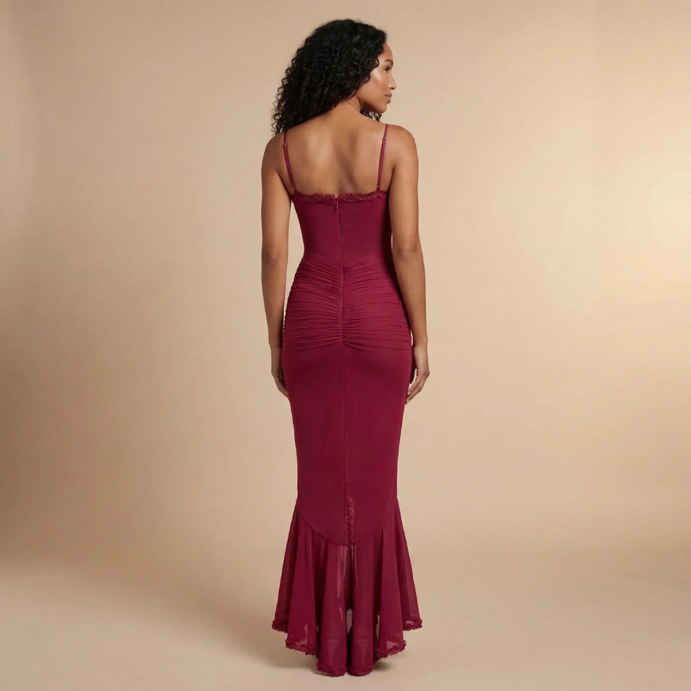 Harrow Gracelyn ruched sweetheart maxi dress for women, elegant bodycon style perfect for wedding guests.