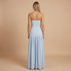 Elegant strapless maxi dress for women by Harrow, featuring a slit, perfect for wedding guests and formal occasions.