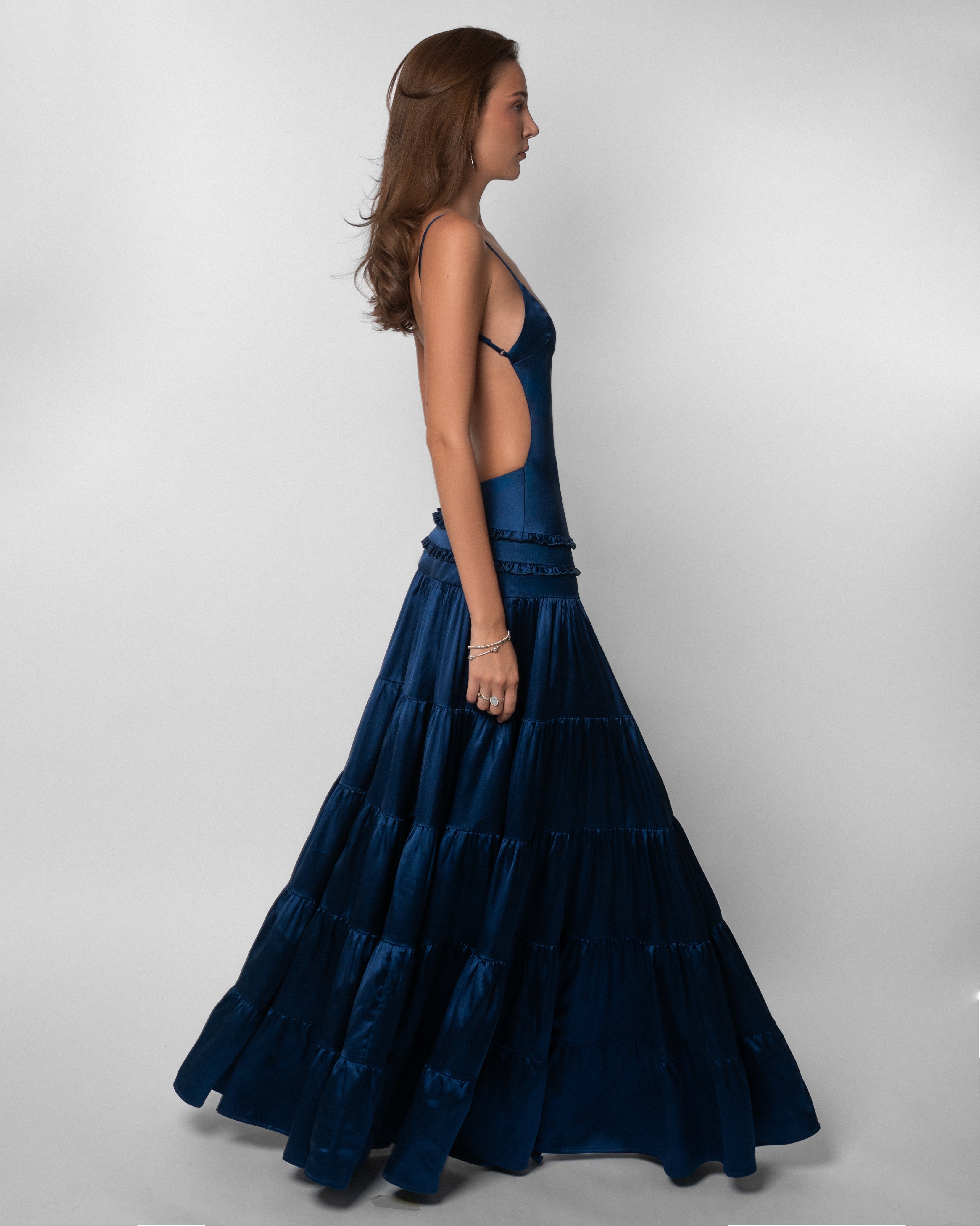 Harrow Isadora V-neck cutout maxi dress for women, stylish wedding guest attire with elegant design and flowing fabric.