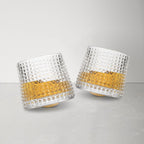 Harrow Rotatable Whiskey Tumbler Glasses Set 160ml Clear Thick Glass Durable Base