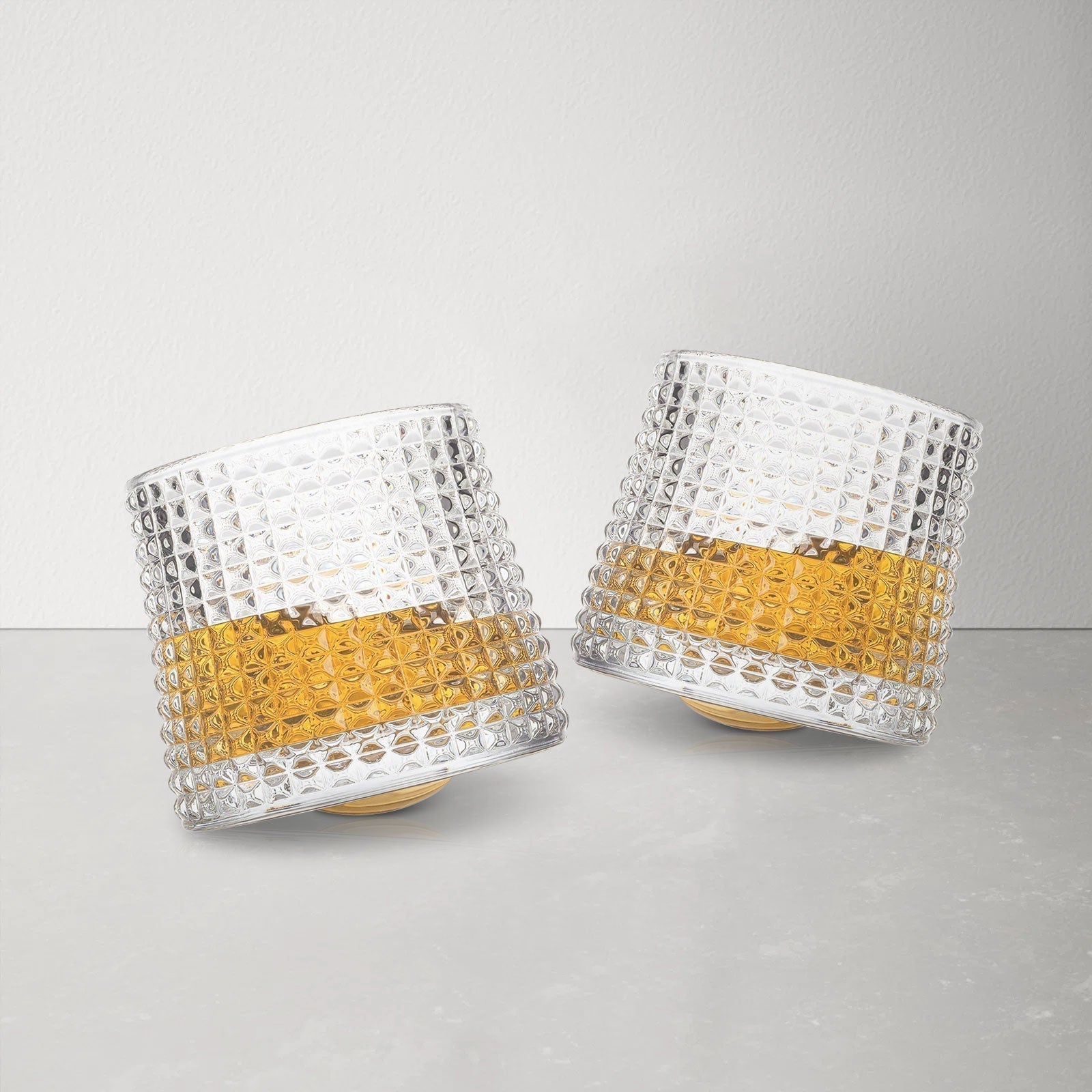 Harrow Rotatable Whiskey Tumbler Glasses Set 160ml Clear Thick Glass Durable Base