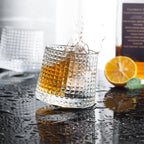 Harrow Rotatable Whiskey Tumbler Glasses Set 160ml Clear Thick Glass Durable Base