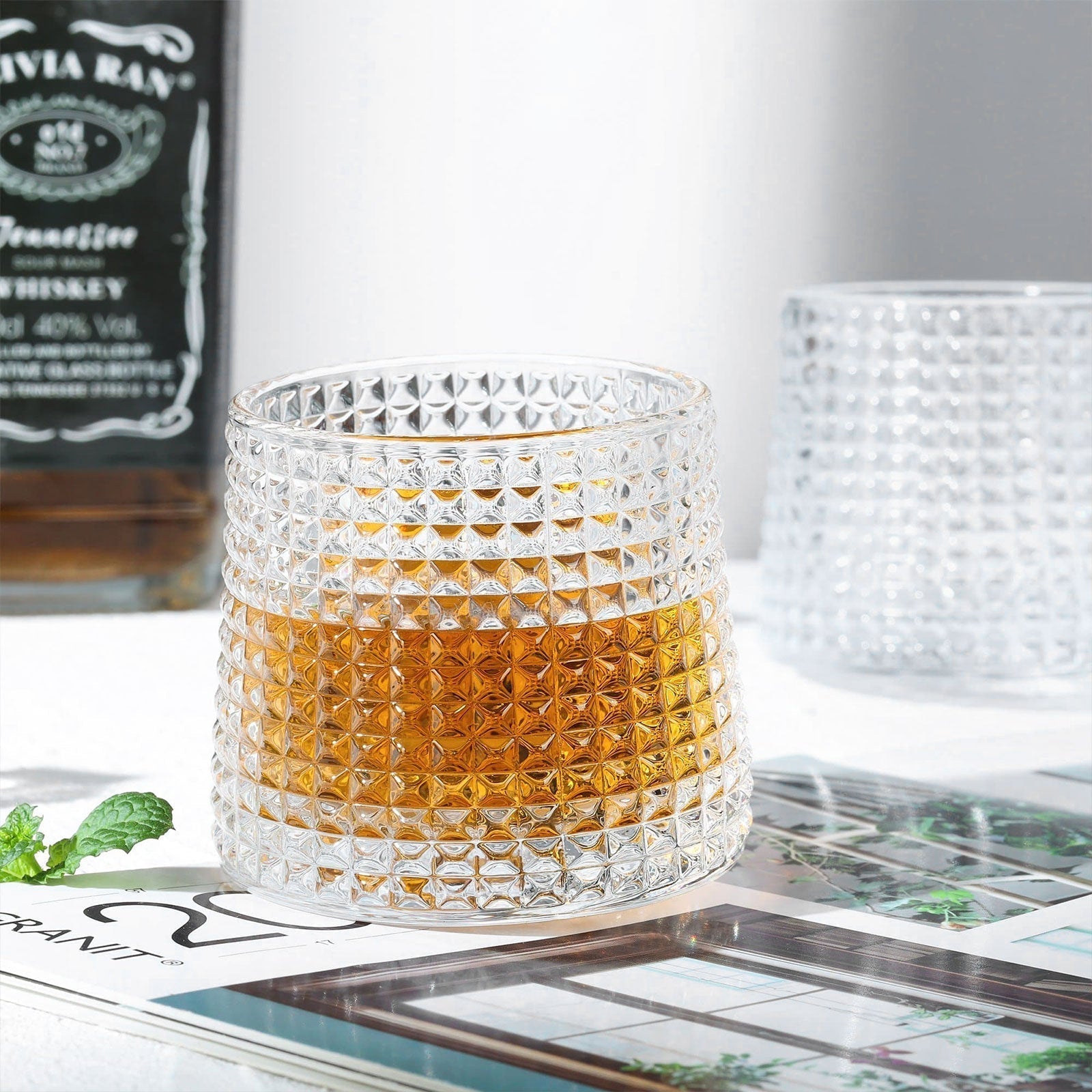 Harrow Rotatable Whiskey Tumbler Glasses Set 160ml Clear Thick Glass Durable Base