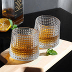 Harrow Rotatable Whiskey Tumbler Glasses Set 160ml Clear Thick Glass Durable Base