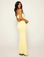 Wylie | Stylish Ruched Cocktail Maxi Dress for Women Open Back