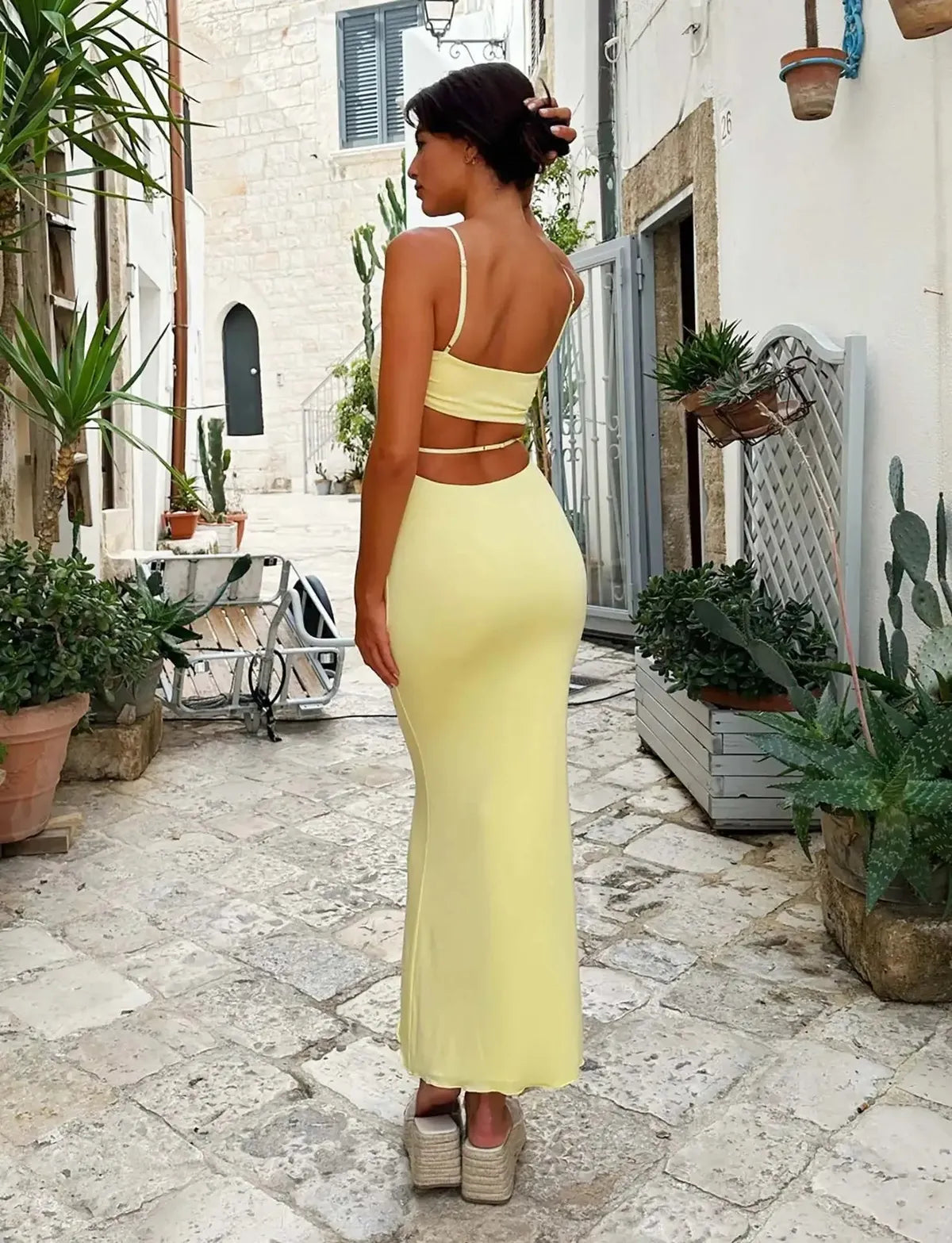 Wylie | Stylish Ruched Cocktail Maxi Dress for Women Open Back