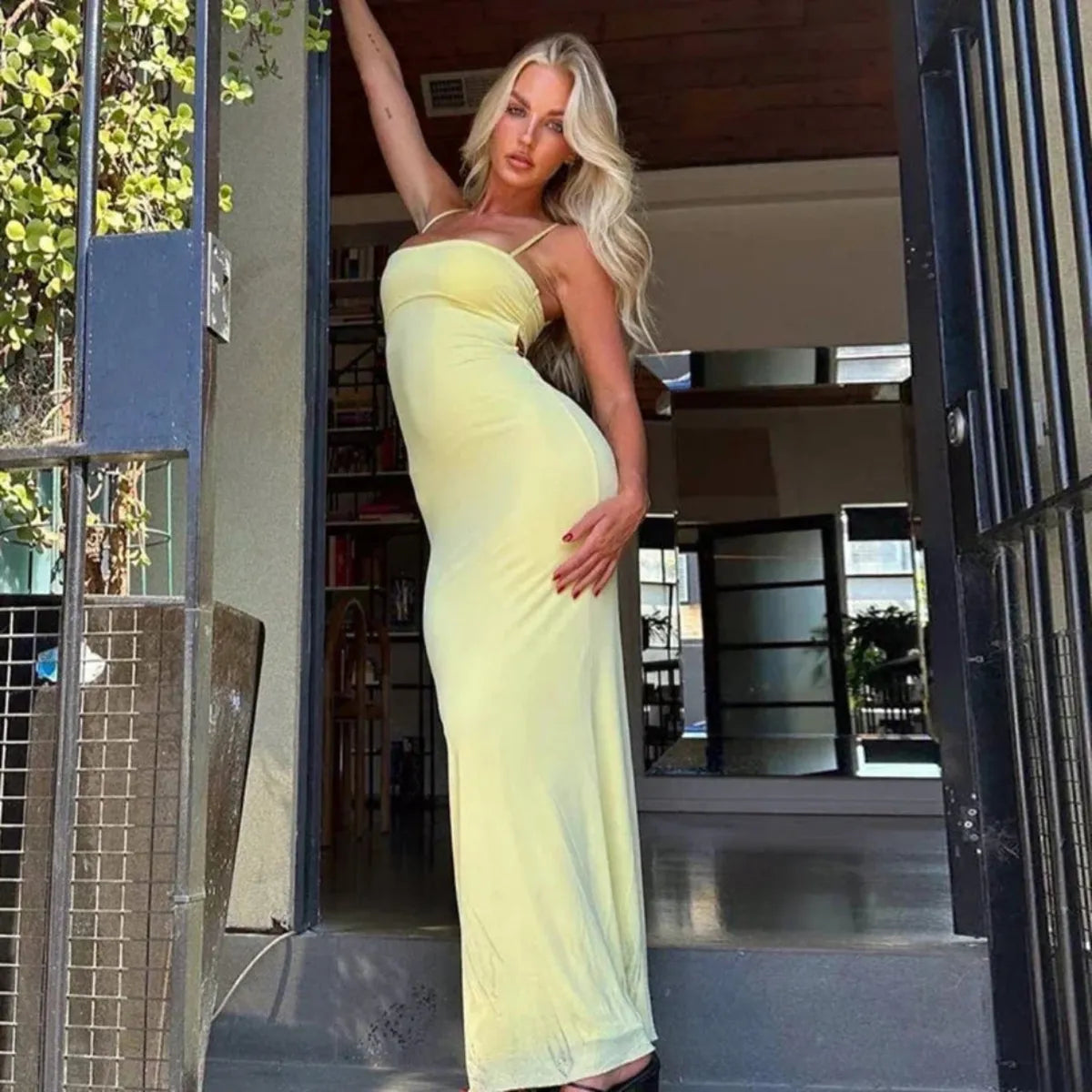 Wylie | Stylish Ruched Cocktail Maxi Dress for Women Open Back