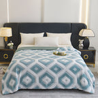 Double Layer Geometric Throw Blanket Cotton-Poly Blend Soft All-Season Warmth Machine Washable