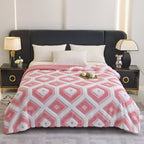 Double Layer Geometric Throw Blanket Cotton-Poly Blend Soft All-Season Warmth Machine Washable