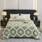 Double Layer Geometric Throw Blanket Cotton-Poly Blend Soft Lightweight All-Season Cozy Throw for Bed Sofa