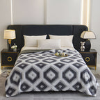 Double Layer Geometric Throw Blanket Cotton-Poly Blend Soft All-Season Warmth Machine Washable