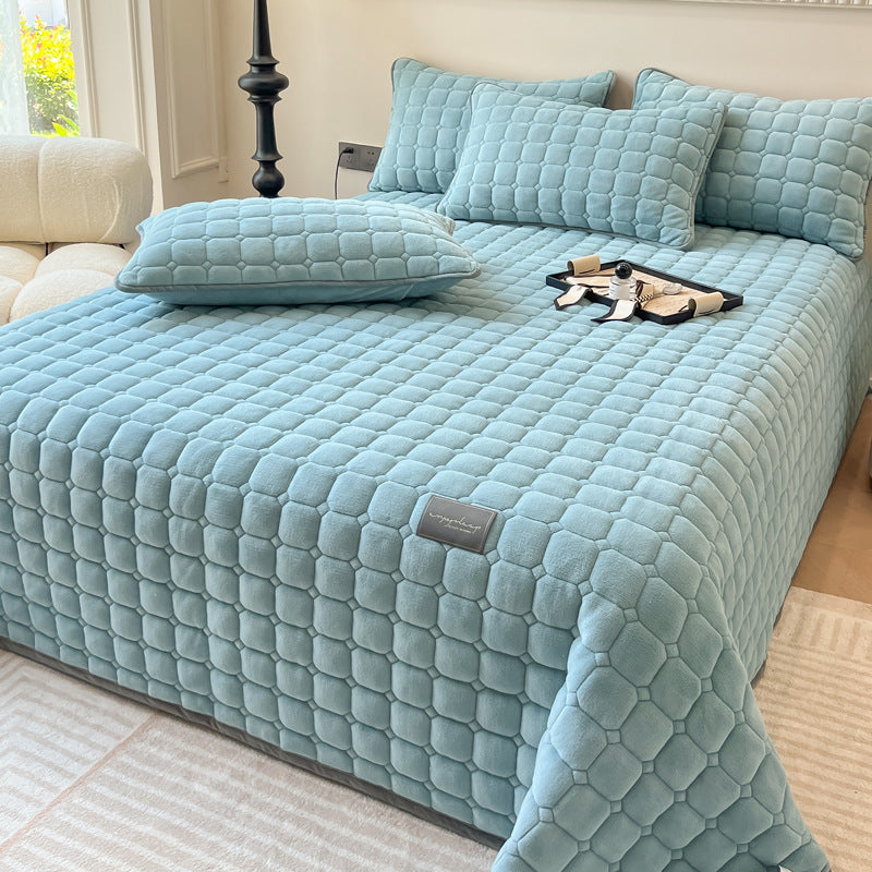 Soft Plush Square-Textured Bedspread Throw Blanket 79x90 Inches Multiple Colors