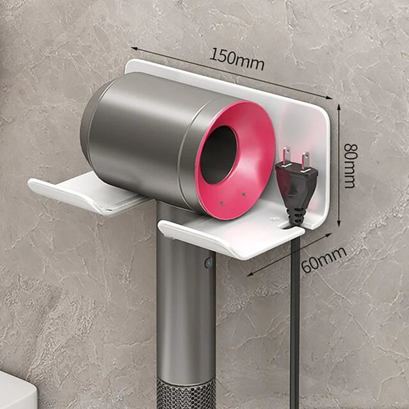 Wall Mount Hair Care Organizer Aluminum Holder for Hairdryer Brushes and Cables Black Gray White