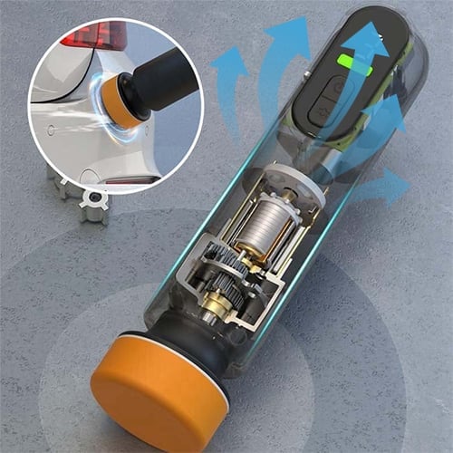 Buffora Cordless Car Polisher 12,000 RPM Wireless Rechargeable Detailing Tool with Adjustable Speed and Foam Pads