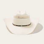 Straw Cowboy Hat Cattleman Crown Ventilated Leather Hatband Silver Gold Accents 4 1/4" Brim 4 1/8" Crown