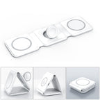 Foldable 3-in-1 Wireless Charger 15W Fast Charging for Phone AirPods Apple Watch Black White