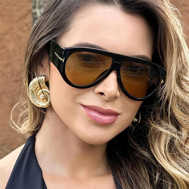 Oversized Aviator Sunglasses Women UV400 Protection Lightweight Durable AC Plastic Frame