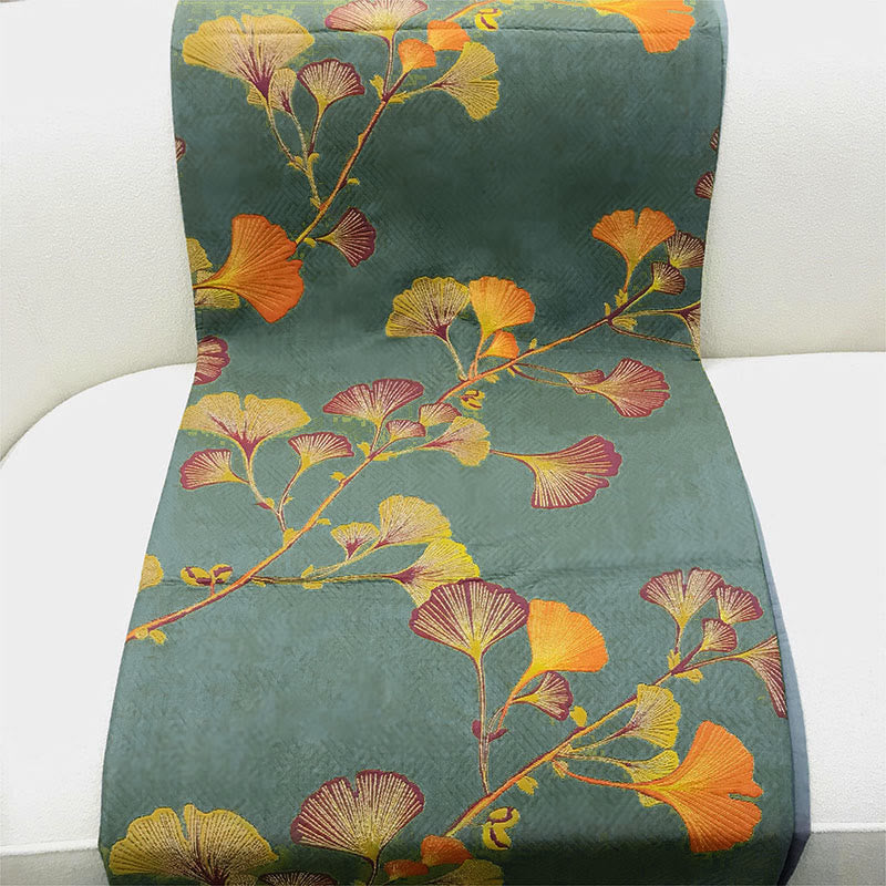 Reversible Jacquard Cotton Quilt Soft Cozy Ginkgo Pattern Two-Sided Design