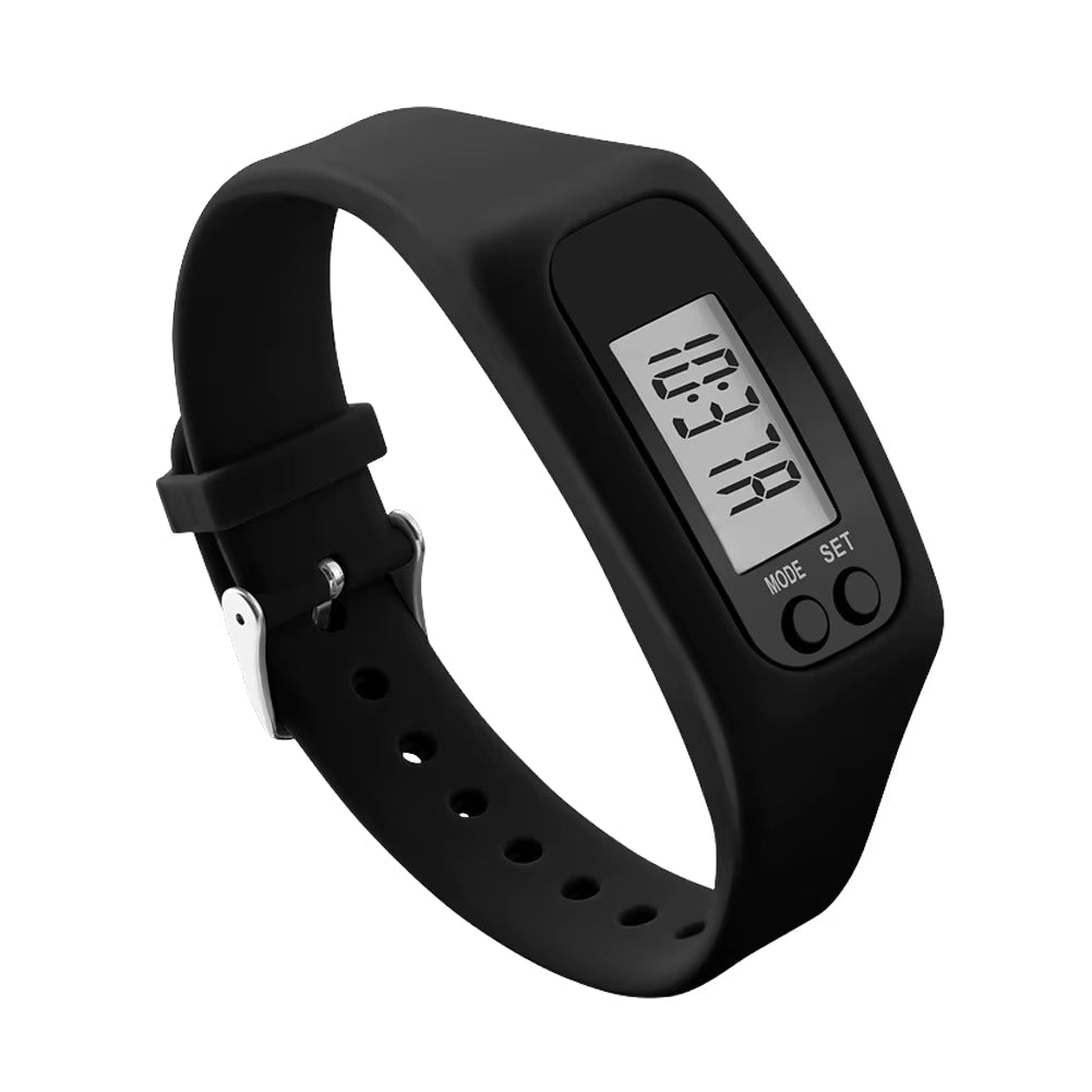 Activity Watch Pedometer with LED Display Silicone Strap Step Counter for Adults and Kids