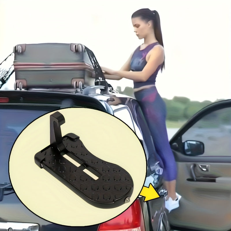 Car Door Step Aluminum Alloy Foldable Hook for Roof Access Non-Slip Surface