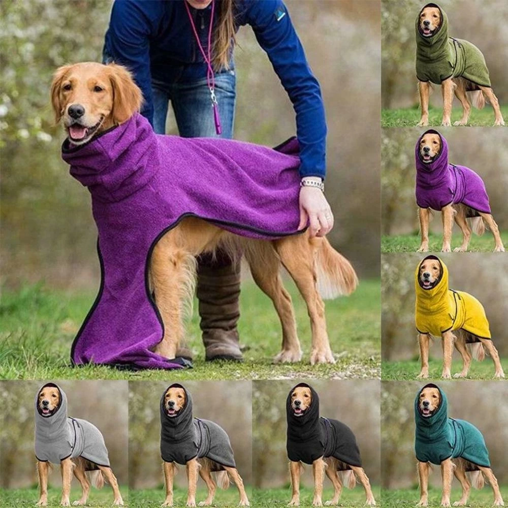 Adjustable Pet Bathrobe with Buckle Closure Quick Drying Warm Coat for Small to Large Dogs and Cats