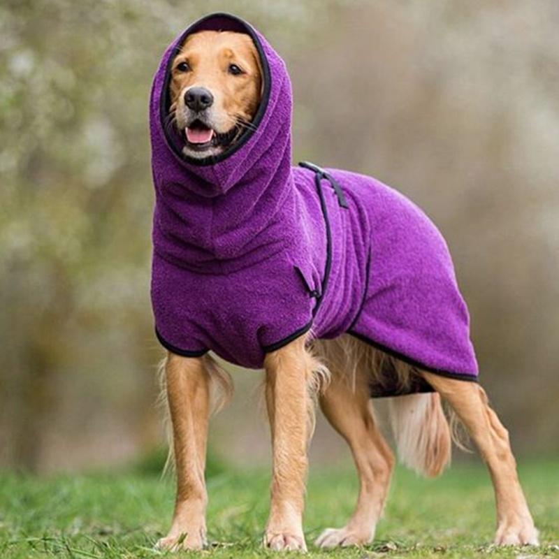 Adjustable Pet Bathrobe with Buckle Closure Quick Drying Warm Coat for Small to Large Dogs and Cats
