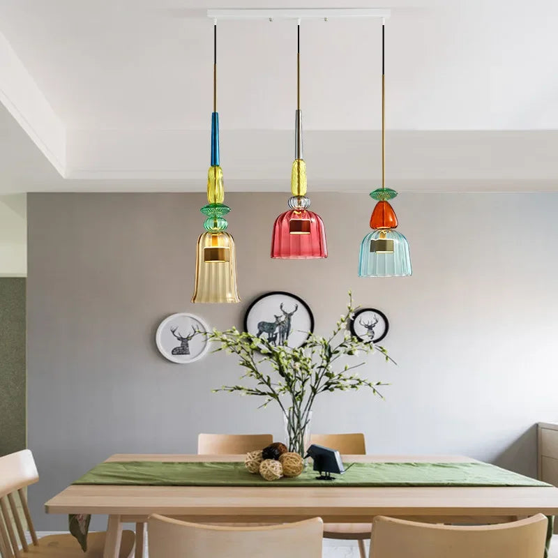 Adjustable Colorful Pendant Light with Height Adjustment Modern Interior Lighting Fixture