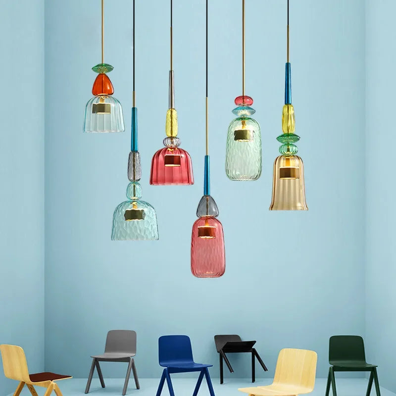 Adjustable Colorful Pendant Light with Height Adjustment Modern Interior Lighting Fixture