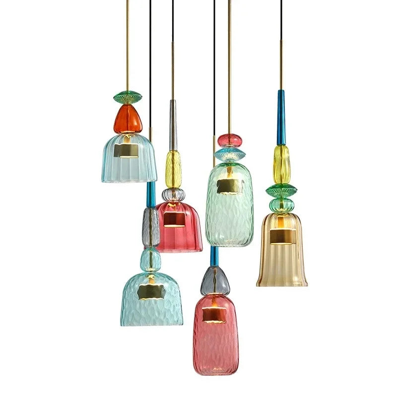 Adjustable Colorful Pendant Light with Height Adjustment Modern Interior Lighting Fixture