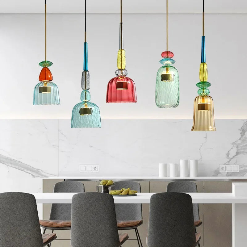 Adjustable Colorful Pendant Light with Height Adjustment Modern Interior Lighting Fixture