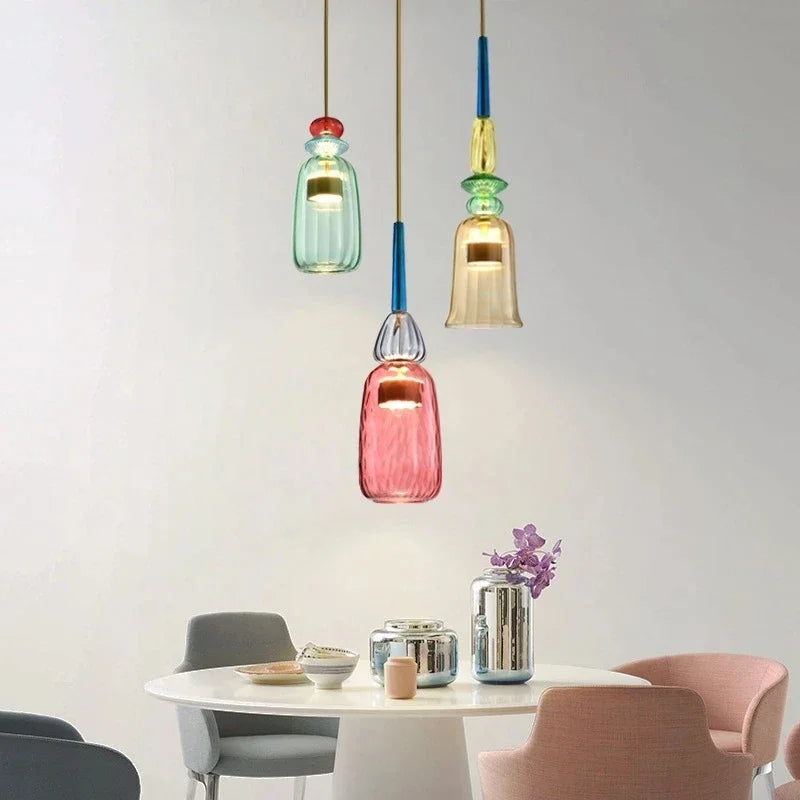 Adjustable Colorful Pendant Light with Height Adjustment Modern Interior Lighting Fixture